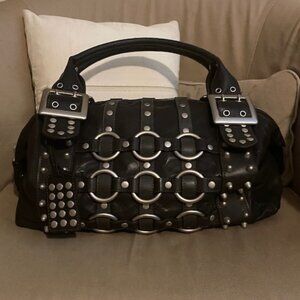 Be&D black studded leather satchel